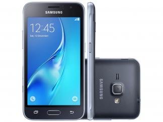 Smartphone Samsung J1 8GB Preto Dual Chip 3G - Câm. 5MP Tela 4.5" Proc. Quad Core Android 5.1